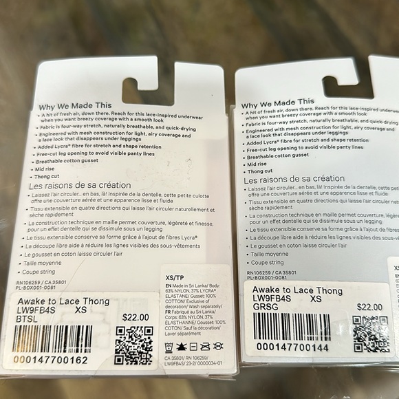 Lululemon Awake To Lace Mid Rise Thong Size XS Set of 2 - Picture 3 of 3